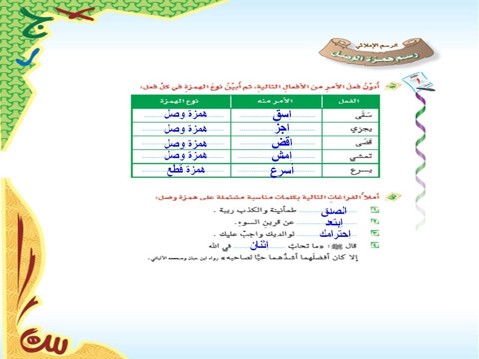 الإملائي رسم همزة الوصل 7