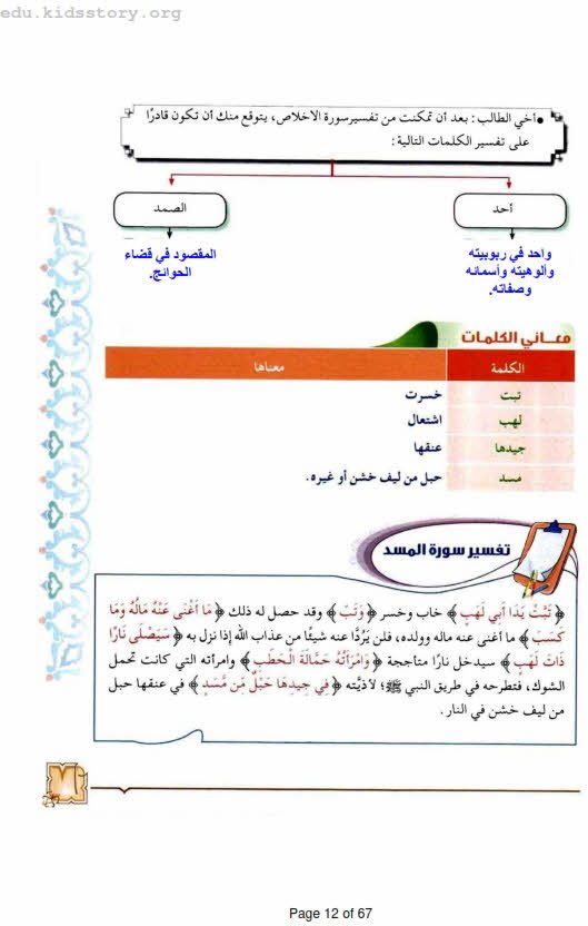 كتاب التفسير اول متوسط ف1 الوحده الرابعه عشر